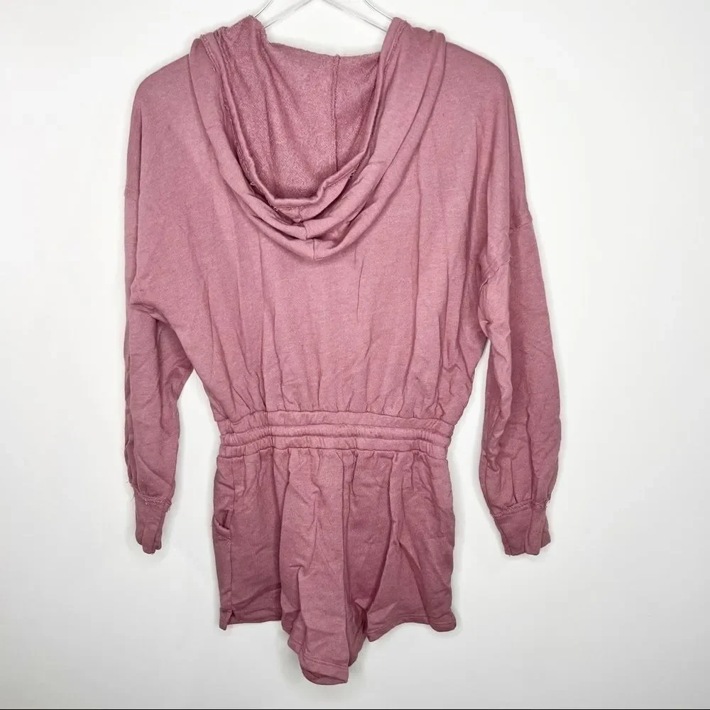 LULU'S Relaxed Agenda Mauve Pink Hooded Lounge Romper XS - Picture 4 of 10